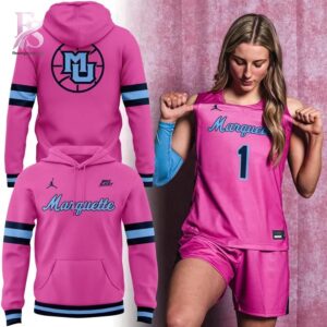 Clear visual showing the style of Marquette Golden Eagles Basketball Pink for a Purpose Hoodie 1.