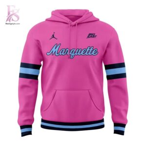Clear visual showing the style of Marquette Golden Eagles Basketball Pink for a Purpose Hoodie 2.