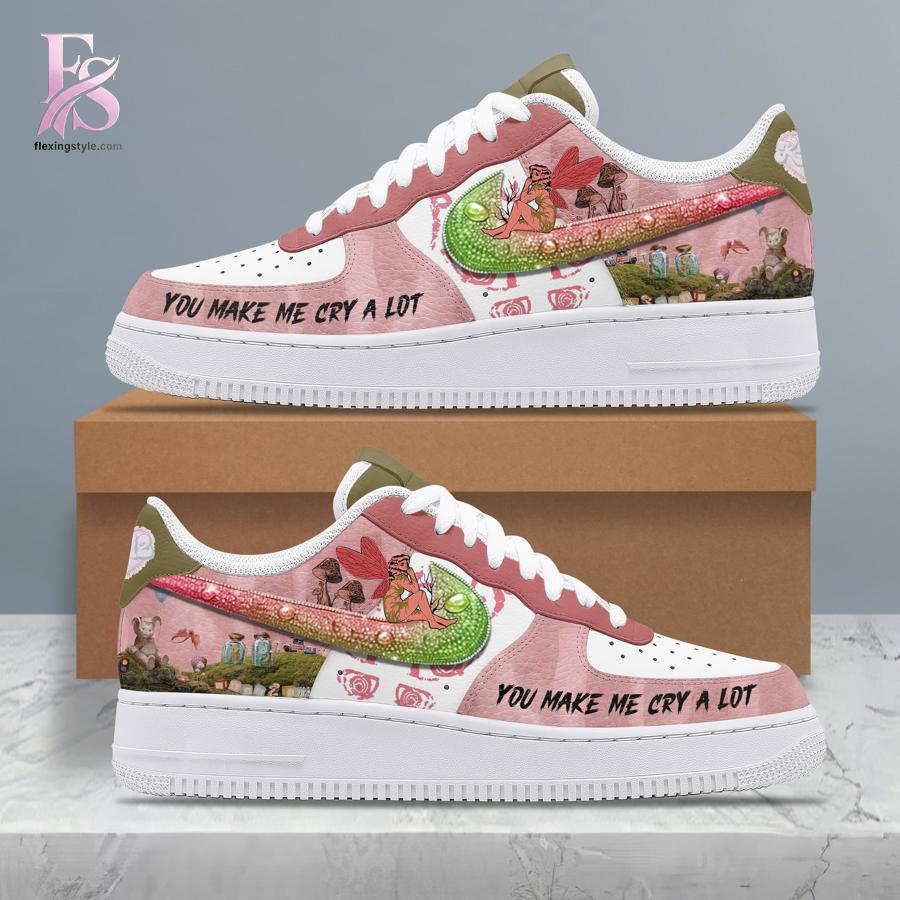 Detailed front view of Melanie Martinez You Make Me Cry A Lot Air Force Shoes 1 showing vibrant colors and clean finishing.