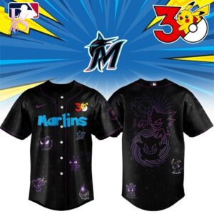 Everyday fashion product image featuring Miami Marlins Pokemon 30th Anniversary 2026 Baseball Jersey 1.
