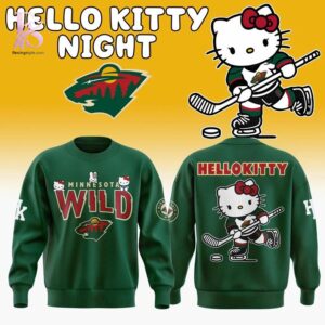 Everyday fashion product image featuring Minnesota Wild x Hello Kitty Night 2026 Sweatshirt 1.