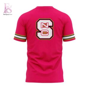 Detailed front view of NC State Basketball All Pink Uniform T Shirt 3 showing vibrant colors and clean finishing.