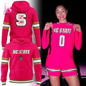 Detailed front view of NC State Basketball All Pink Uniform T Shirt 4 showing vibrant colors and clean finishing.