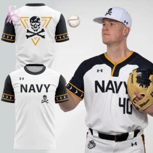 Eye catching apparel design perfect for trend focused outfits in Navy Midshipmen Jolly Rogers Fear the Bones Shirt 1