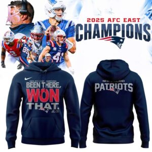 The New England Patriots 2025 AFC EAST Division Champions Been There Won That Hoodie 1 is designed for daily comfort.