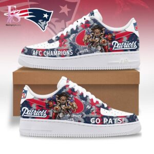 High-quality view of New England Patriots AFC Champions Air Force Shoes 1 featuring a stylish custom design, perfect for everyday wear or street fashion.