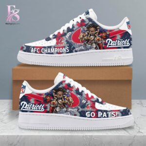 High-quality view of New England Patriots AFC Champions Air Force Shoes 2 featuring a stylish custom design, perfect for everyday wear or street fashion.