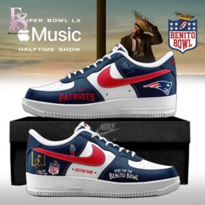 Minimalist fashion apparel designed for casual and streetwear looks shown in New England Patriots Bad Bunny 2026 Super Bowl LX Nike Air Force 1 1