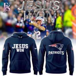 Minimalist fashion apparel designed for casual and streetwear looks shown in New England Patriots Jesus Won Shirt 4