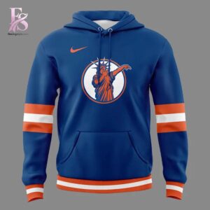 Clear visual showing the style of New York Knicks Tyler Kolek Statue of Liber 13 Hoodie 2.