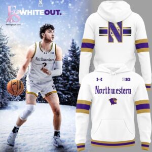 Everyday fashion product image featuring Northwestern Wildcats Basketball White Out Uniform Hoodie 1.