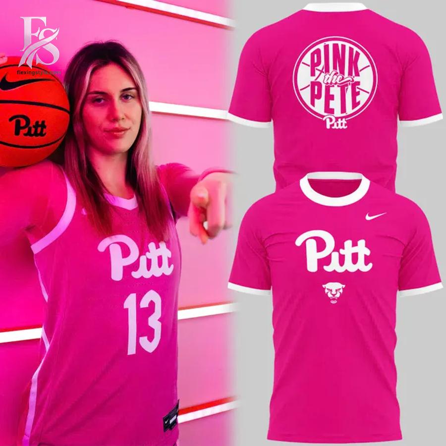 Trendy minimalist fashion piece showcased in Pittsburgh Panthers Pink the Pete Shirt 1 designed for versatile wardrobe styling