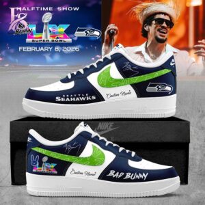 Premium quality fashion item crafted for everyday wear as seen in Seattle Seahawks Bad Bunny 2026 Super Bowl LX Nike Air Force 1 1