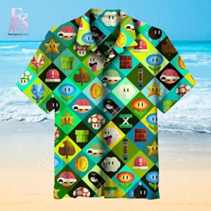 Clear product photo of Super Mario Pattern Game Pixel Hawaiian Shirt 1 with modern design and everyday appeal.