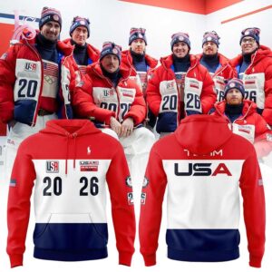 Trendy minimalist fashion piece showcased in Team USA 2026 Olympic Milano Cortina Hoodie 1 1 designed for versatile wardrobe styling