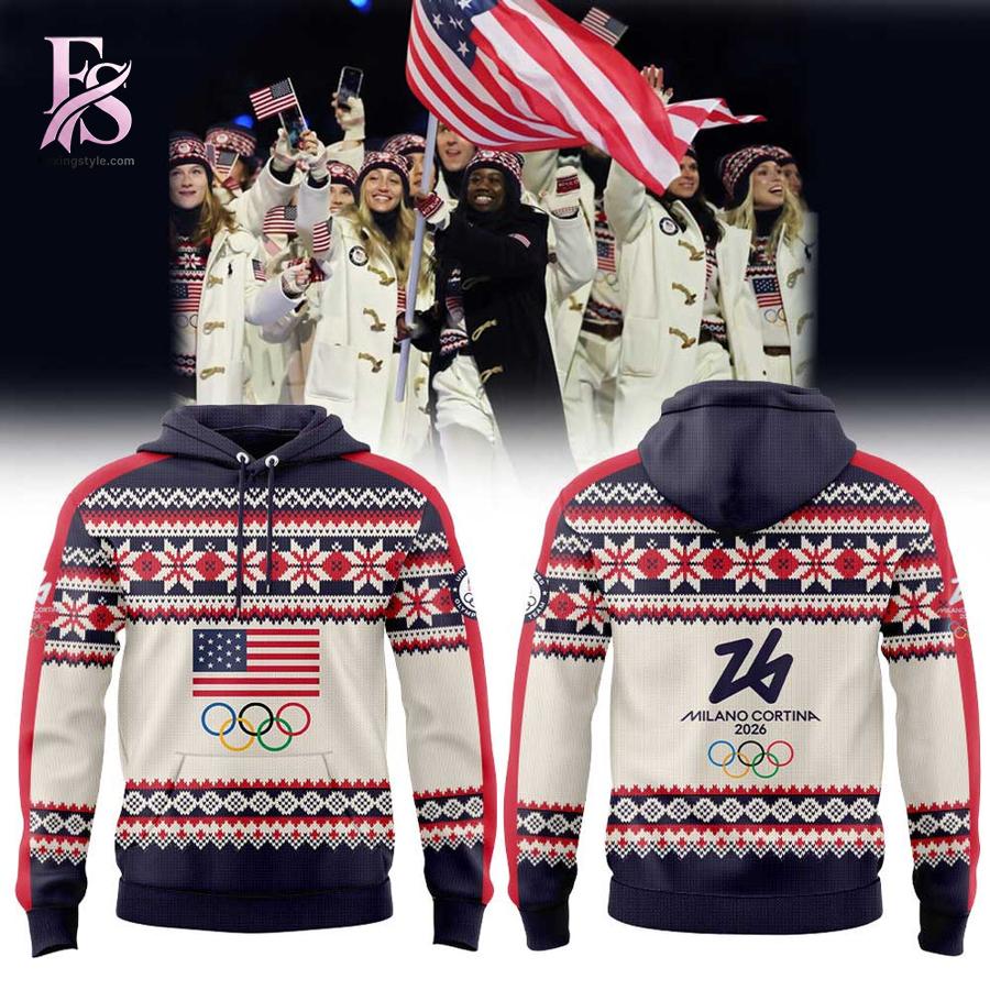 Stylish streetwear outfit featuring modern casual layering in Team USA 2026 Olympic Milano Cortina Hoodie 1 perfect for everyday fashion looks