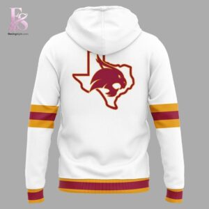 High-quality view of Texas State Bobcats Basketball Throwback Uniform Hoodie 3 featuring a stylish custom design, perfect for everyday wear or street fashion.