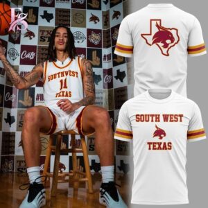High-quality view of Texas State Bobcats Basketball Throwback Uniform Hoodie 4 featuring a stylish custom design, perfect for everyday wear or street fashion.