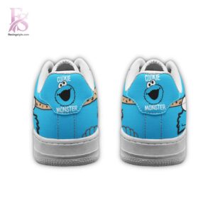 Detailed front view of The Muppets Cookie Monster Air Force Shoes 3 showing vibrant colors and clean finishing.