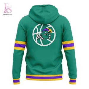 Clear visual showing the style of Tulane Green Wave Basketball Mardi Gras Madness Uniform Hoodie 3.