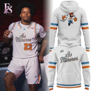 High-quality view of UTEP Miners Basketball Los Mineros Uniform Hoodie 1 featuring a stylish custom design, perfect for everyday wear or street fashion.
