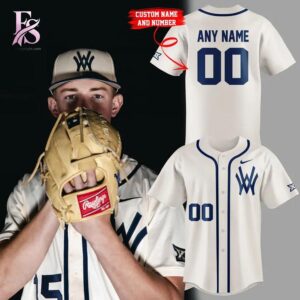 High-quality fashion item made for comfort and durability – West Virginia Mountaineers Throwback Uniform Baseball Jersey 1
