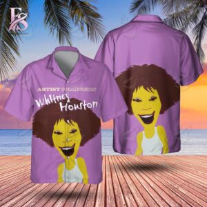 Trendy minimalist fashion piece showcased in Whitney Houston Artist Collection Hawaiian Shirt 1 designed for versatile wardrobe styling