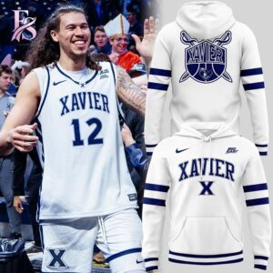 Everyday fashion product image featuring Xavier Basketball The Retros Uniform Hoodie 1.