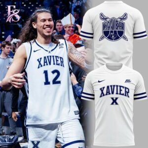 Everyday fashion product image featuring Xavier Basketball The Retros Uniform Hoodie 4.