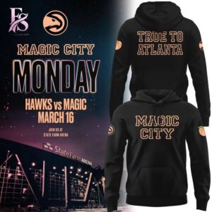 Casual outfit featuring 2026 Atlanta Hawks Magic City True To Atlanta Hoodie 1 with modern and comfortable design.