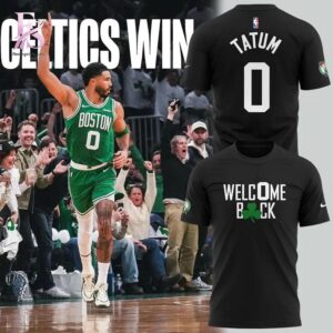 Detailed product image of 2026 Jayson Tatum Welc0me Back Boston Celtics T Shirt 1 with eye-catching style and smooth finish.