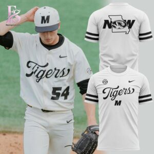 Detailed view of a fashionable apparel design in 2026 Missouri Tigers Alternate White Shirt 1, capturing the texture, colors, and stylish elements of the garment.