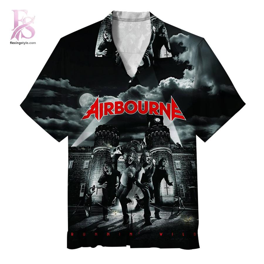Trendy outfit showcased in Airbourne Runnin Wild Hawaiian Shirt 1, combining contemporary fashion style with premium materials for a standout appearance.