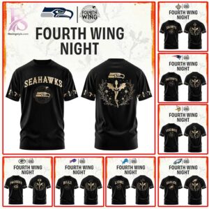 Bring new energy to your look with All Team NFL x Fourth Wings Night 2026 Black T Shirt 1.