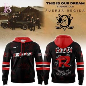 Casual outfit featuring Anaheim Ducks Fuerza Regida This is our Dream Stadium Tour 2026 Hoodie 1 with modern and comfortable design.