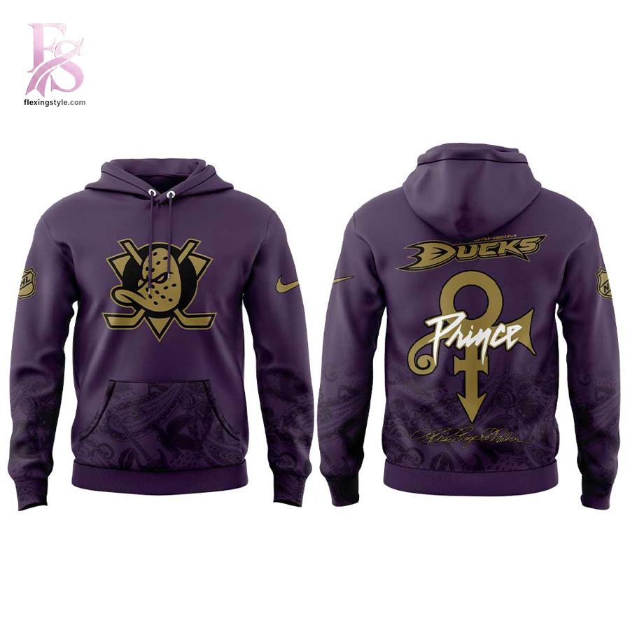 Modern fashion clothing displayed in Anaheim Ducks Prince Rogers Nelson Night 2026 Hoodie 2, designed for comfort, versatility, and effortless everyday style.