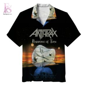 Unisex Hawaiian shirt designed with exotic floral motifs and comfortable relaxed silhouette – Anthrax Album Persistence of Time Hawaiian Shirt 1