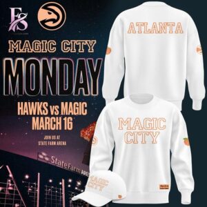 Casual outfit featuring Atlanta Hawks MAGIC CITY White Hoodie 2 with modern and comfortable design.