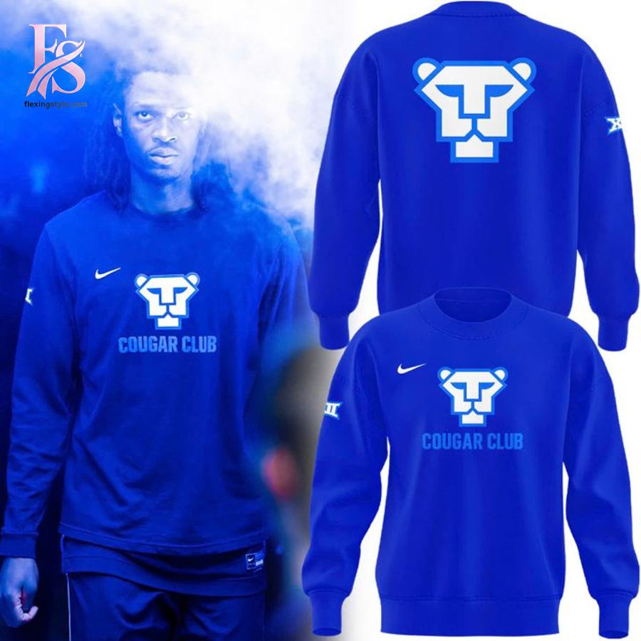 Detailed view of a fashionable apparel design in BYU Cougar Club Logo Hoodie 2, capturing the texture, colors, and stylish elements of the garment.