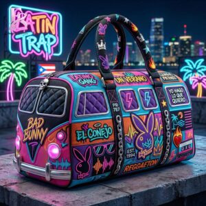 Detailed product image of Bad Bunny Quilted Duffle Bag 4 with eye-catching style and smooth finish.