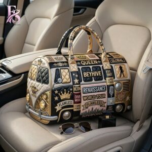 Casual outfit featuring Beyonc Quilted Duffle Bag 1 with modern and comfortable design.