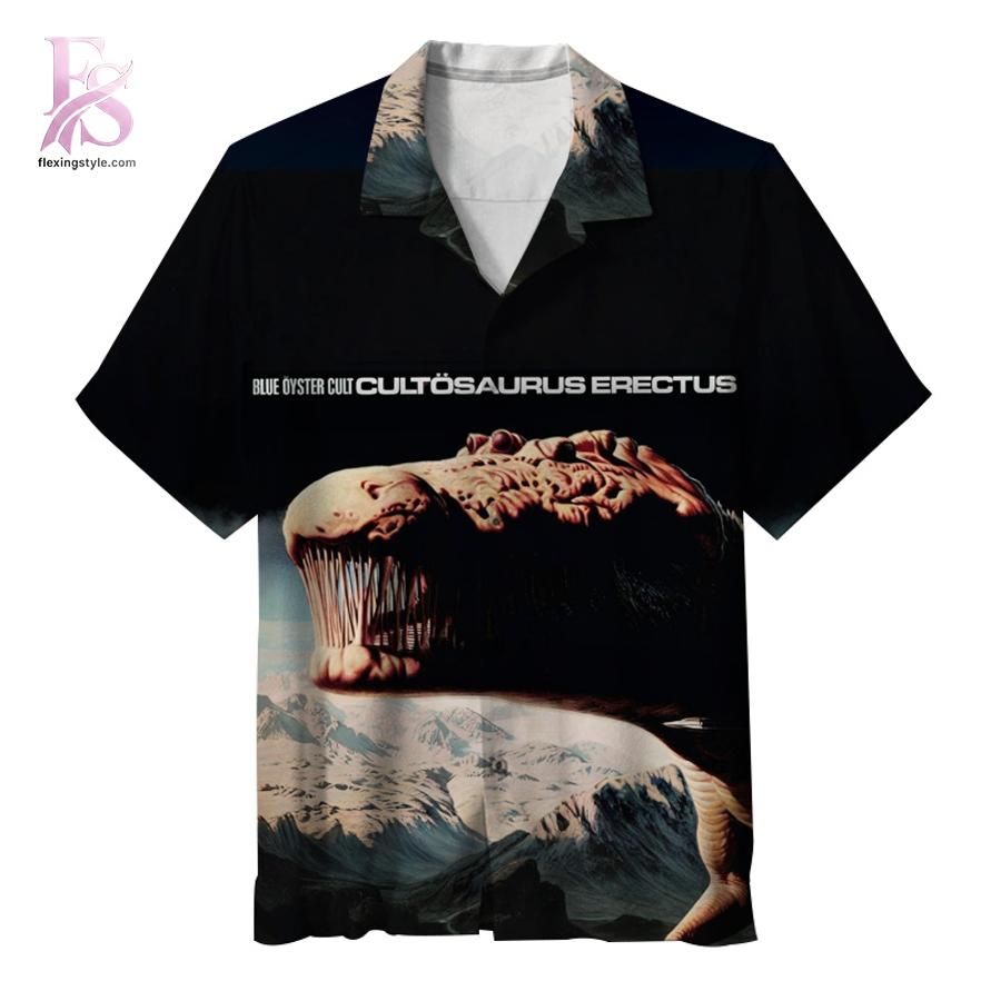 Stylish fashion piece featured in Blue Oyster Cult Cultosaurus Erectus Hawaiian Shirt 1, highlighting modern design, comfortable fabric, and a trendy look perfect for everyday wear.
