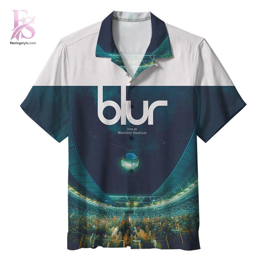 Contemporary unisex fashion design displayed in Blur A proper British band Hawaiian Shirt 1 ideal for casual and urban wear