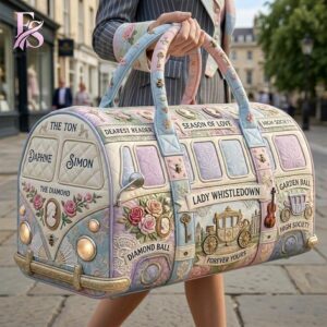 Detailed product image of Bridgerton Lady Whistledown Quilted Duffle Bag 3 with eye-catching style and smooth finish.