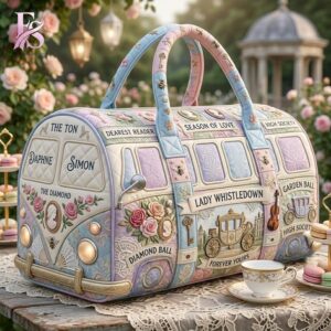 Detailed product image of Bridgerton Lady Whistledown Quilted Duffle Bag 4 with eye-catching style and smooth finish.