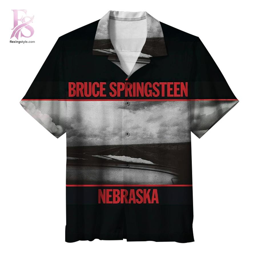 Unisex Hawaiian shirt designed with exotic floral motifs and comfortable relaxed silhouette – Bruce Springsteen Electric Nebraska Hawaiian Shirt 1