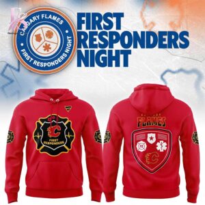 Stylish fashion piece featured in Calgary Flames First Responders Night 2026 Red Hoodie 1, highlighting modern design, comfortable fabric, and a trendy look perfect for everyday wear.