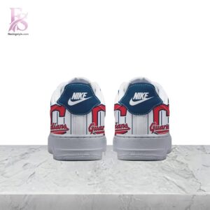 Detailed view of a fashionable apparel design in Cleveland Guardians Stand for the land Nike Air Force 1 3, capturing the texture, colors, and stylish elements of the garment.