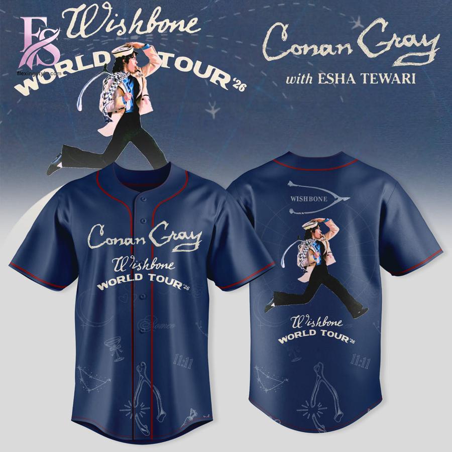 Bring new energy to your look with Conan Gray Wishbone World Tour 2026 Baseball Jersey 1.