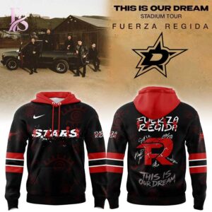 Modern fashion clothing displayed in Dallas Stars Fuerza Regida This is our Dream Stadium Tour 2026 Hoodie 1, designed for comfort, versatility, and effortless everyday style.